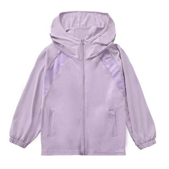 Zip Up Jacket for Girls Boys Windbreaker Hoodies Jacket Kids Boys Waterproof Packable Raincoats Outerwear Coat 9-10 Years