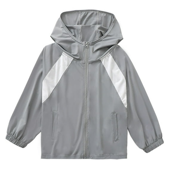 Zip Up Jacket for Girls Boys Windbreaker Hoodies Jacket Kids Boys Waterproof Packable Raincoats Outerwear Coat 9-10 Years