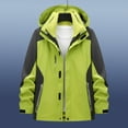 thumbnail image 1 of Zip Up Jacket for Men Green Waterproof Hooded Rain Jacket Fall Winter Windbreaker Color Block Men's Clothing, 1 of 3