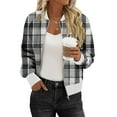 thumbnail image 1 of Zip Up Jacket for Women Lightweight Windproof Bomber Jackets Fashion Plaid Printed Baseball Coat Boyfriend Loose Fit Outerwear, 1 of 5