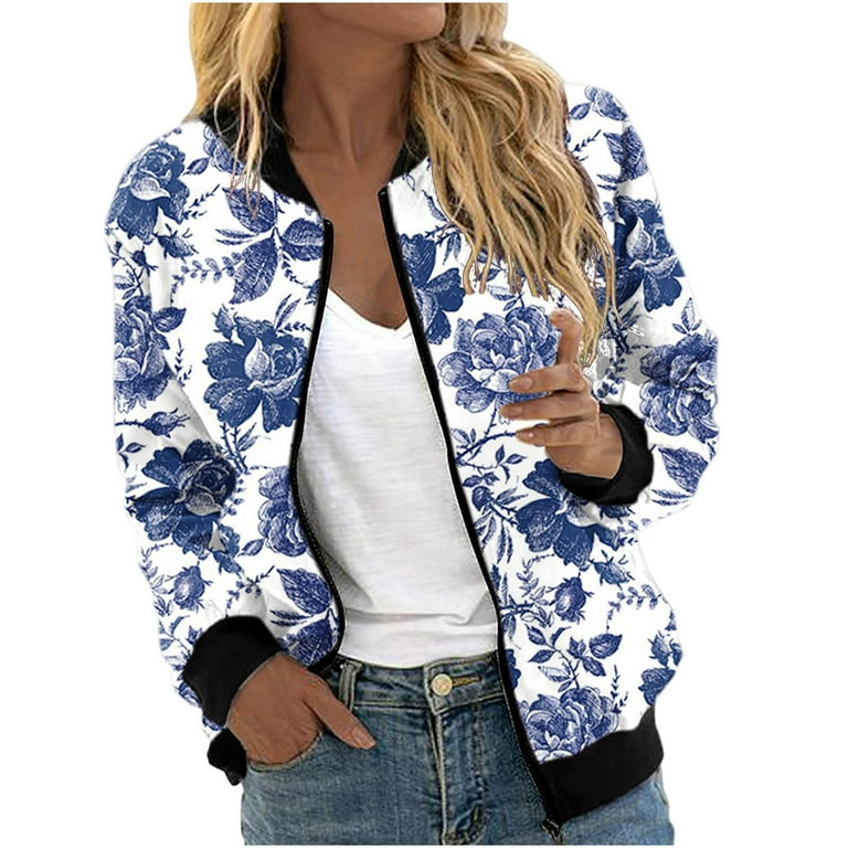 Fashion Casual Printed Bomber Jacket Loose Overcoat Fashion Casual Printed Bomber Jacket Loose Overcoat