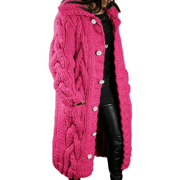 Zip Up Jackets for Women Plus Size Cardigan Sweaters for Women with Hooded Casual Fashion Chunky Knit Coat Sweaters Long Length Outwear Hoodie Fur Jacket