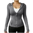 thumbnail image 1 of Zip Up Jackets Womens Athletic Lightweight 2026 Workout Hoodies Spring Shirt Fitted Gym Clothes with Pocket Gray S, 1 of 6