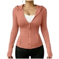 thumbnail image 1 of Zip Up Jackets Womens Athletic Lightweight 2026 Workout Hoodies Spring Shirt Fitted Gym Clothes with Pocket Rose Gold L, 1 of 7