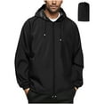 thumbnail image 1 of Zip Up Jackets for Men Black Hood Waterproof Rain Jacket Casual Long Sleeve Packable Windbreaker Men's Clothing, 1 of 8
