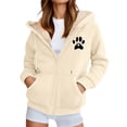 thumbnail image 1 of Zip Up Jackets for Women Fleece Heart Print Oversized Long Sleeve Hooded Sweatshirts Winter Casual Hoodies, 1 of 5