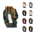 thumbnail image 1 of Zip Up Jackets for Women Long Sleeve Casual Lightweight Fall Coat Outerwear Bomber Jacket with Pockets, 1 of 9