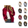 thumbnail image 1 of Zip Up Jackets for Women Long Sleeve Casual Lightweight Fall Coat Outerwear Bomber Jacket with Pockets, 1 of 5