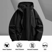 Zip Up Mens Winter Coats Hooded Plain Black Jacket Casual Fall Lightweight Long Sleeve Mens Coats