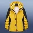 thumbnail image 1 of Zip Up Mens Big and Tall Jackets Hooded Waterproof Yellow Rain Jacket Windbreaker Color Block Winter Clothes for Men, 1 of 3