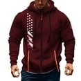 thumbnail image 1 of Zip Up Mens Jackets Hooded Red Workout Shirt Fall Winter Pocket Patriotic Mens Clothing, 1 of 3