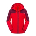 thumbnail image 1 of Zip Up Mens Shirts Windbreaker Red Color Block Rain Jacket Mountaineering Waterproof Softshell Hood Men Clothes, 1 of 3