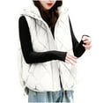 thumbnail image 1 of Zip Up Puffer Vest Womens 2024 Winter Warm Puffy Vest Removable Hood Lightweight Down Bubble Quilted Vest, 1 of 5