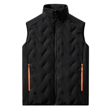 Zip Up Puffer Vest for Men, Stand Collar Winter Warm Casual Sleeveless Quilted Outerwear Jackets with Pockets