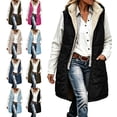 thumbnail image 1 of Zip Up Puffer Vest for Women,Fleece Thick Sleeveless Long Hooded Casual Layering Warm Winter Outerwear Jacket with Pocket, 1 of 6