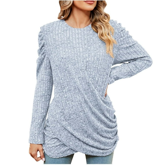 Zip Up Sweatshirt Women Oversized Tops Clearance Under $10 Casual Sweatshirts Solid Crew Neck Sweatshirt Split Long Sleeve Tops