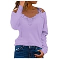 thumbnail image 1 of Zip Up Sweatshirt Women Work Ladies Fall Sweatshirt Fashion V Neck Casual Long Sleeve Lace Patchwork Blouse, 1 of 6