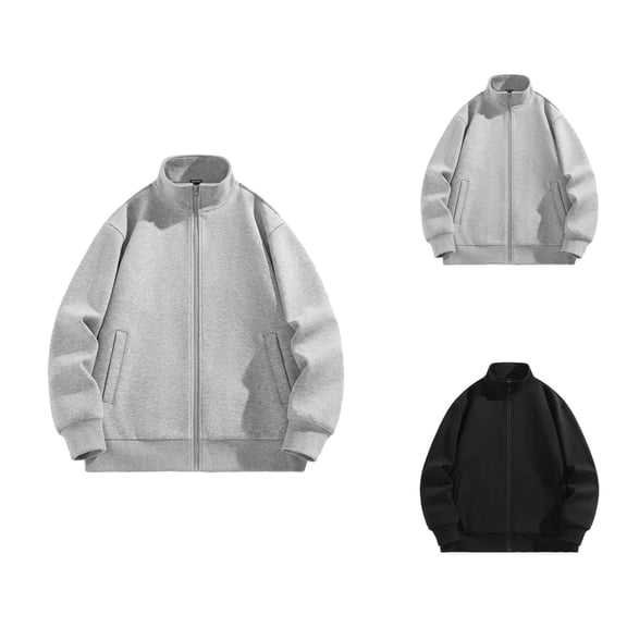 Zip Up Sweatshirt for Women 2025 Long Sleeve Plain Stand Collared Jacket with Pockets Coat Outerwear