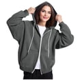 thumbnail image 1 of Zip Up Sweatshirts Women Long Sleeve Jacket Fall Drawstring Hoodies Trendy Casual Loose Fit Outwear Pocket Outfits S-2XL, 1 of 6