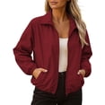 thumbnail image 1 of Zip Up Windproof Jacket for Women Outdoor Hiking Camping Outerwear Spring Fall Daily Wear Elastic Cuff Side Pocket S-3XL, 1 of 9