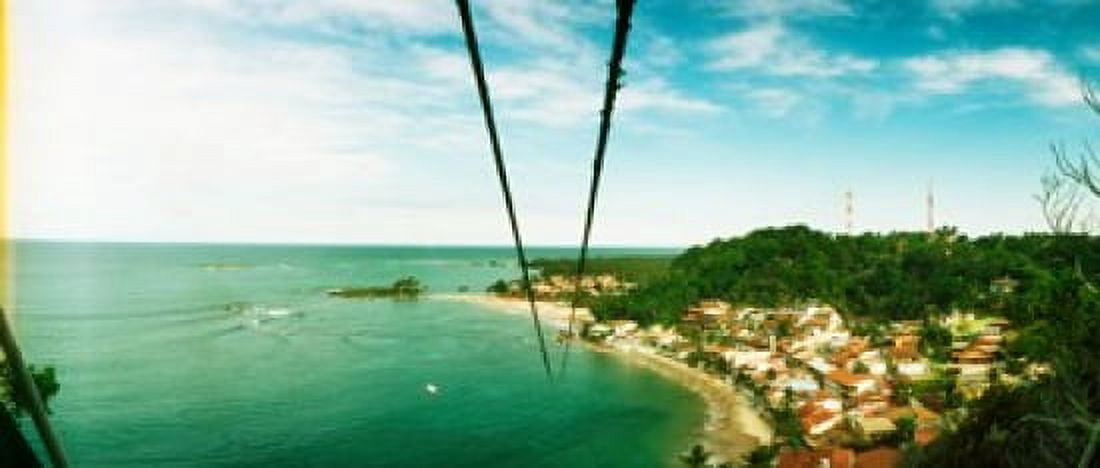 Zip line ropes for zip inning over the beach Morro De Sao Paulo Tinhare Cairu Bahia Brazil Canvas Art - Panoramic Images (15 x 6)
