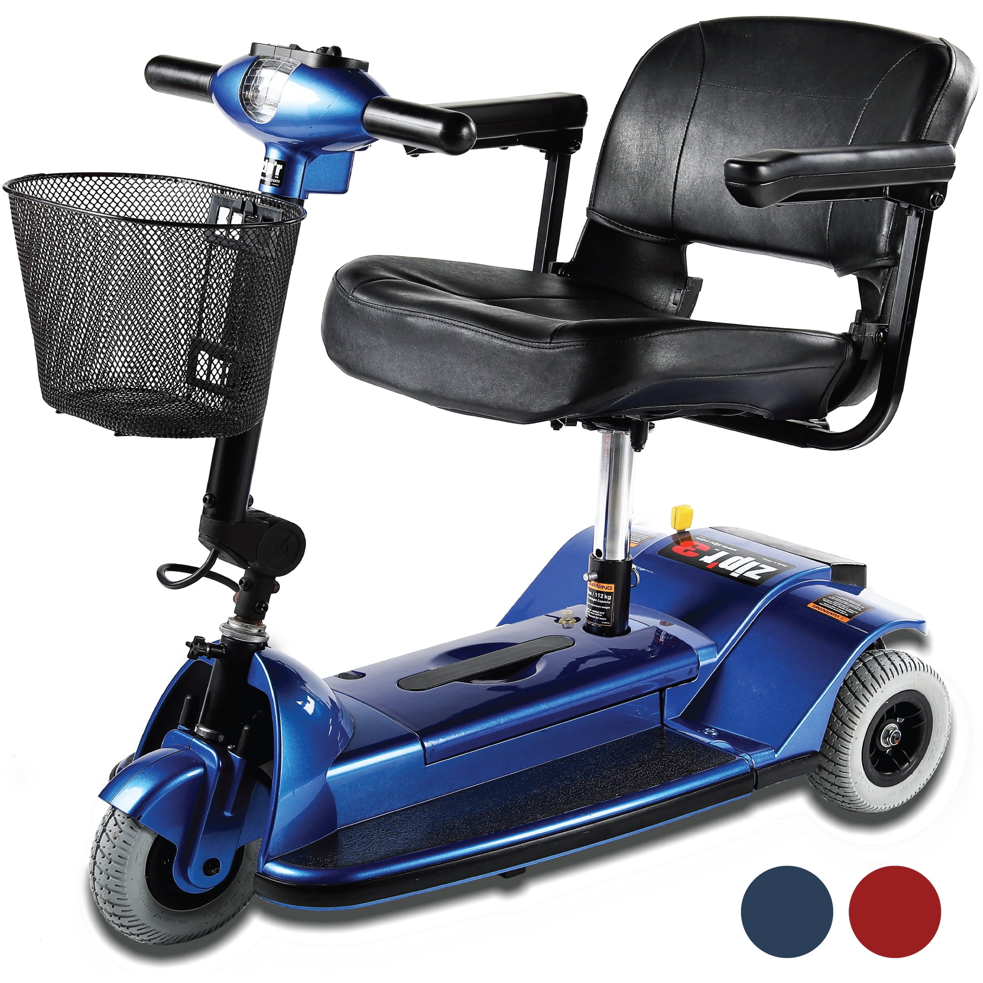 Zip’r Traveler 3 Wheel Long Range Mobility Scooter - Folding Motorized Wheelchair - Mobility Scooters for Seniors, Travel, Adults, Elderly - Mobility Scooters - Charger and Metal Basket Included -