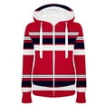 thumbnail image 1 of Zip up Hoodie Women Drawstring Color Block Printed Pockets Zipper Hooded Jacket Sweatshirt Fleece Tunic Coat (X-Large, Red 01), 1 of 2