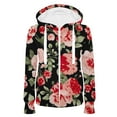 thumbnail image 1 of Zip up Hoodie Women Drawstring Color Block Printed Pockets Zipper Hooded Jacket Sweatshirt Fleece Tunic Coat (X-Large, Red 04), 1 of 2