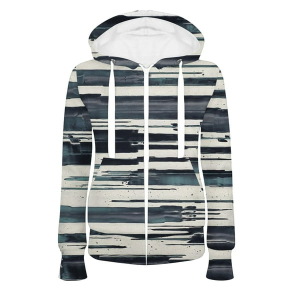Zip up Hoodie Women Drawstring Color Block Printed Pockets Zipper Hooded Jacket Sweatshirt Fleece Tunic Coat (XX-Large, Gray)