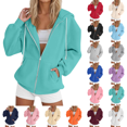 thumbnail image 1 of Zip up Hoodie Women Fall Fashion Y2K Lightweight Sport Jackets Long Sleeve Baggy Oversized Hooded Sweatshirts Blue M, 1 of 6