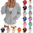 thumbnail image 1 of Zip up Hoodie Women Fall Fashion Y2K Lightweight Sport Jackets Long Sleeve Baggy Oversized Hooded Sweatshirts Gray L, 1 of 4