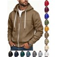 thumbnail image 1 of Zip up Hoodie Zaewscy Men's Solid Color Full Zip Hoodie Long Sleeve Casual Hooded Sweat Jacket with Drawstring Brown S, 1 of 7