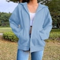 thumbnail image 1 of Zip up Hoodie for Women Oversized Fall Fashion Long Sleeve Hooded Sweatshirts Casual Jacket Winter Clothes New Womens Jackets Casual Fall Sky Blue L, 1 of 7