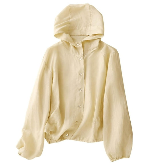 Zip up Hoodies Women Fashionable Sunscreen Casual Solid Color Thin and light Long Sleeve Coat Tops Up to 65% off!