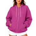 thumbnail image 1 of Zip up Hoodies for Women Fall Winter Long Sleeve Drawstring Hooded Sweatshirts Loose Fit Casual Jackets with Pocket S, 1 of 5