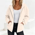 thumbnail image 1 of Zip up Hoodies for Women Long Sleeve Sweatshirts Casual Fall Jacket Coat with Pocket,Beige,L, 1 of 6