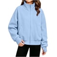 thumbnail image 1 of Zip up Sweatshirt Jackets for Girl - Fall Fleece Stand Neck Jacket with Pockets - Long Sleeve No Hood Outerwear, 1 of 7