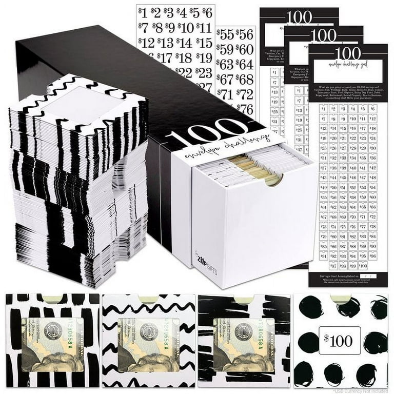 即購入OK★ボックス付き★100days savings challenge Amazon.com : 100 Envelopes Money Saving Challenge Box, Save