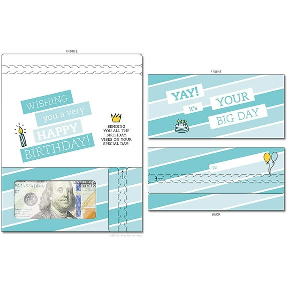 ZipGifts Birthday Card | Zip-Open Money Holder w/Clear Plastic Window for Cash, Check, & Gift Card (Birthday | Big Day)
