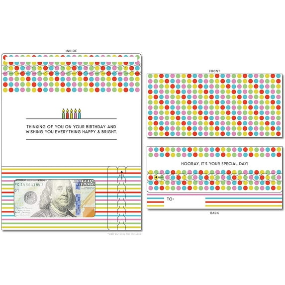 ZipGifts Birthday Card | Zip-Open Money Holder w/Clear Plastic Window for Cash, Check, & Gift Card (Birthday | Happy & Bright)