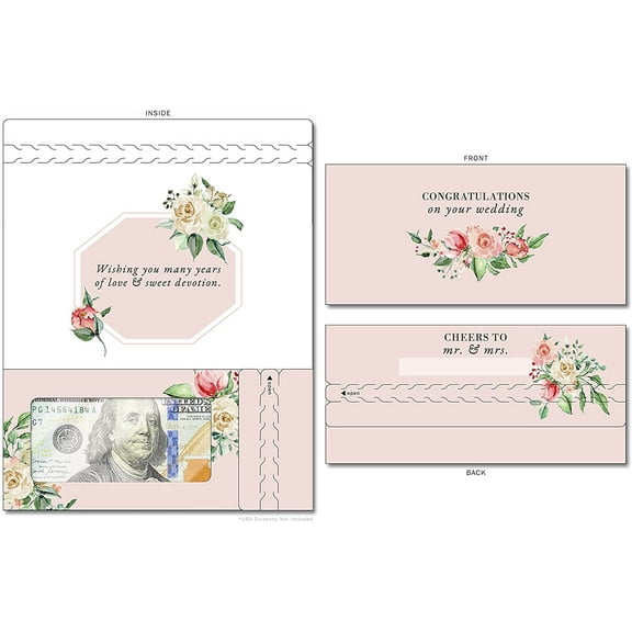 ZipGifts Wedding Card | Zip-Open Money Holder w/Clear Plastic Window for Cash, Check, & Gift Card (Wedding | Cheers to Mr & Mrs)