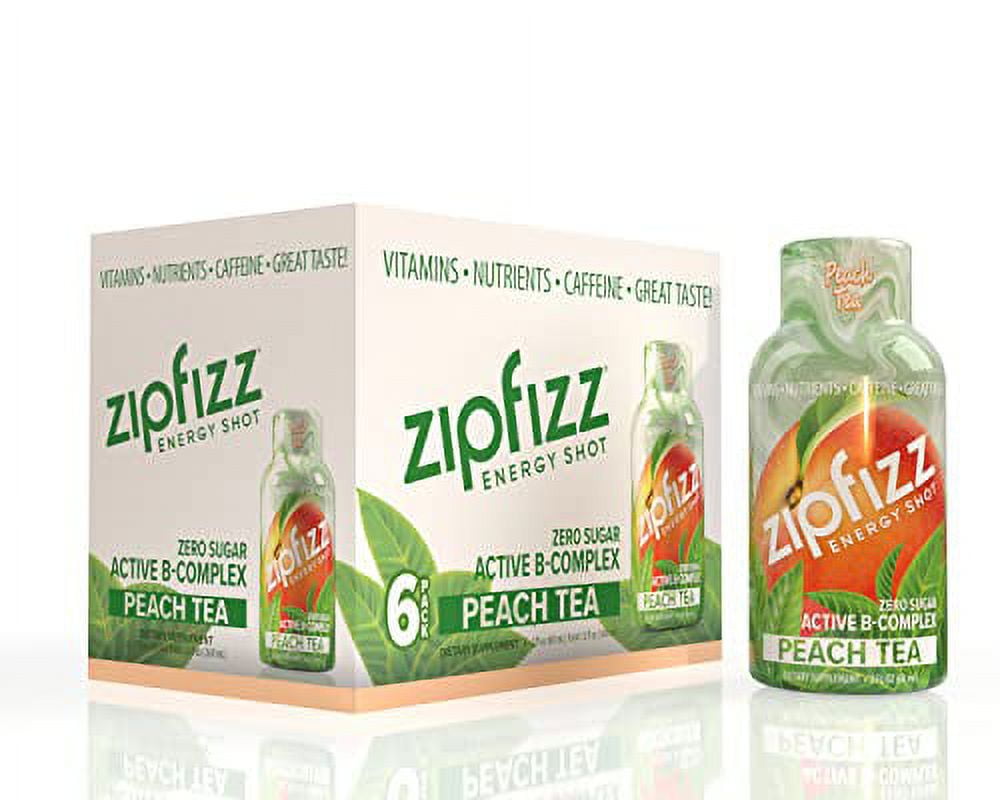 Zipfizz 2oz Energy Shot Peach Tea Flavor Hydrating Electrolyte