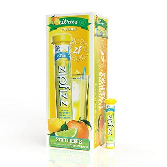 Zipfizz Energy Drink Mix, Electrolyte Hydration Powder with B12 and Multi Vitamin, Citrus (20 Pack)