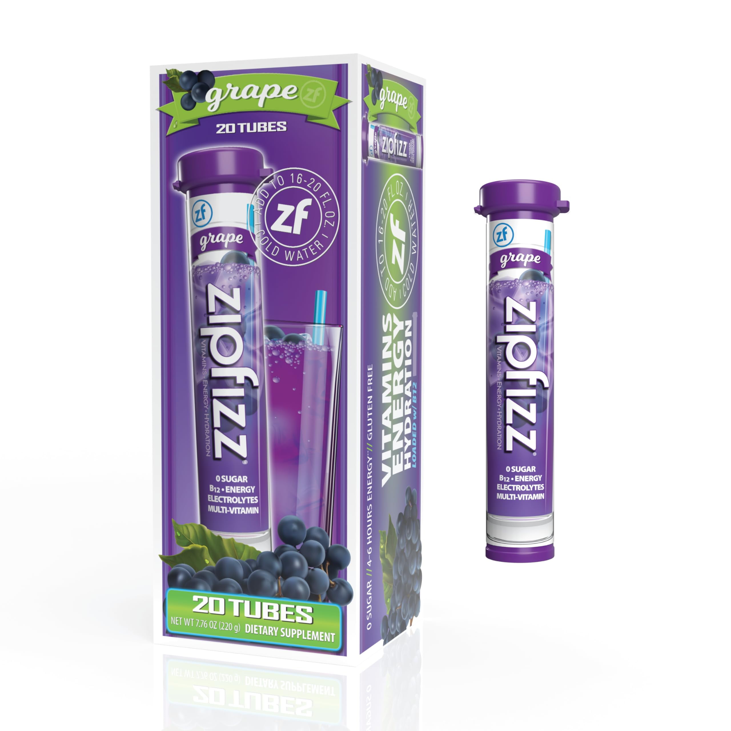 Zipfizz Energy Drink Mix, Electrolyte Hydration Powder with B12 and
