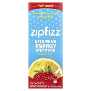 Zipfizz Energy Drink Mix, Fruit Punch, 10 Packets, 0.28 oz 8 g Each