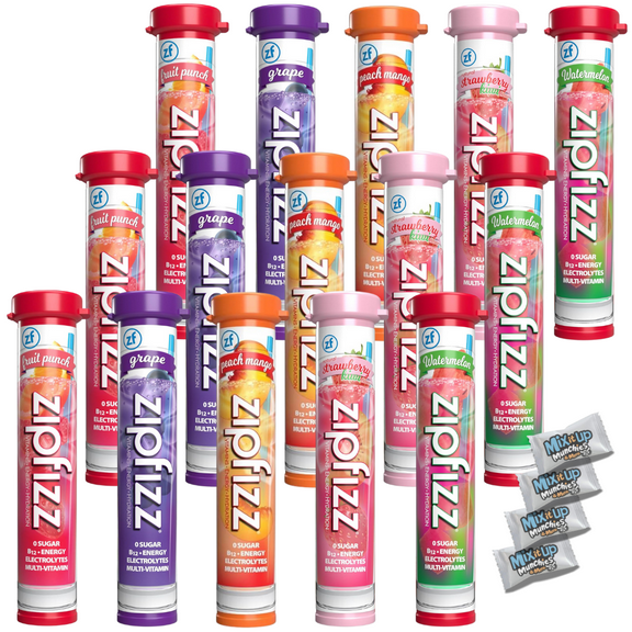 Zipfizz Energy Drink Mix Variety Pack, 15 Tubes (5 Flavors, 3 Each) plus 4 MIMM Mints