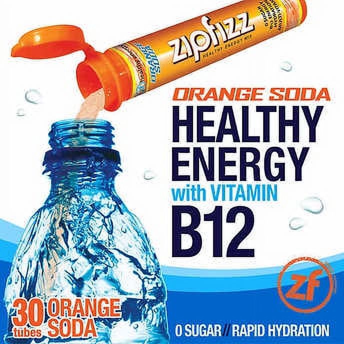 Zipfizz Healthy Energy Drink Mix, 30 Tubes Orange Soda