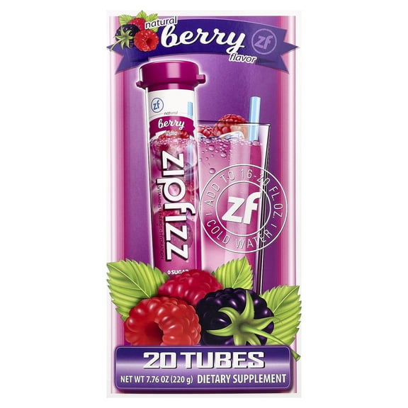 Zipfizz Healthy Energy Drink Mix, Berry, 20 Count, Expires: 03/2019