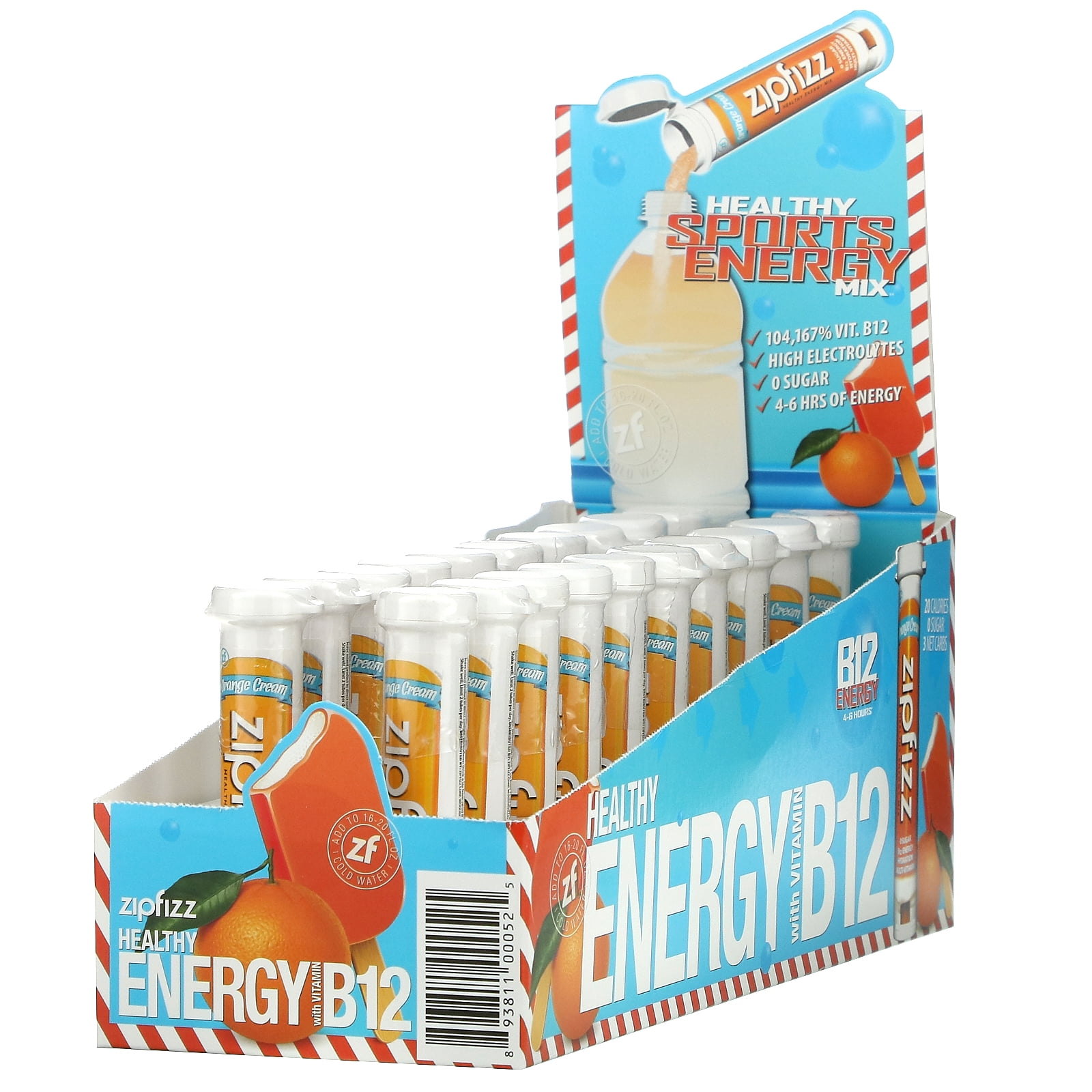 Zipfizz Healthy Sports Energy Mix with Vitamin B12, Orange Cream, 20
