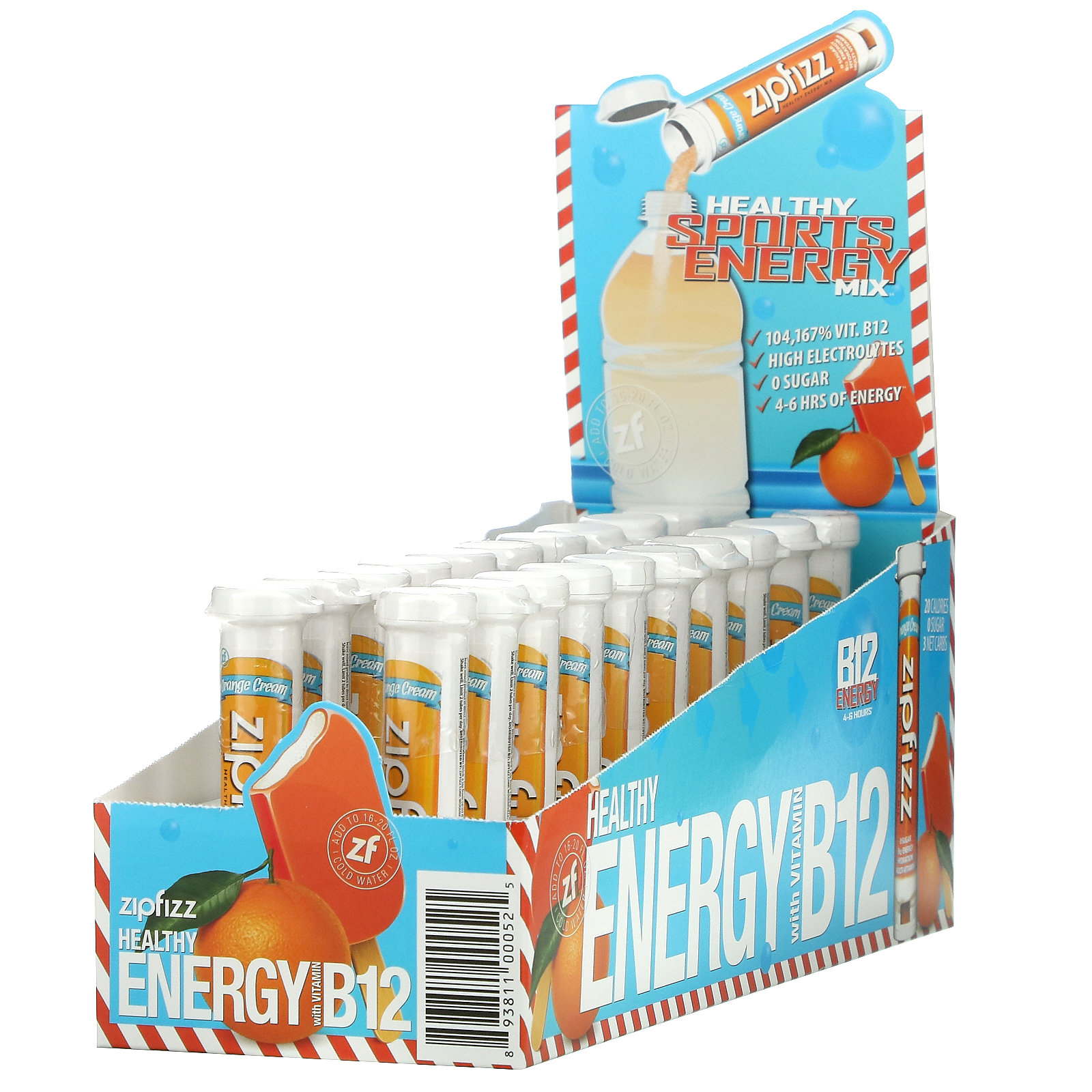 Zipfizz Healthy Sports Energy Mix with Vitamin B12, Peach Mango, 20